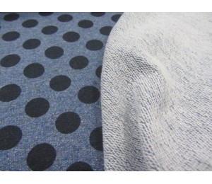 French Terry - Marine Dots auf blau meliert